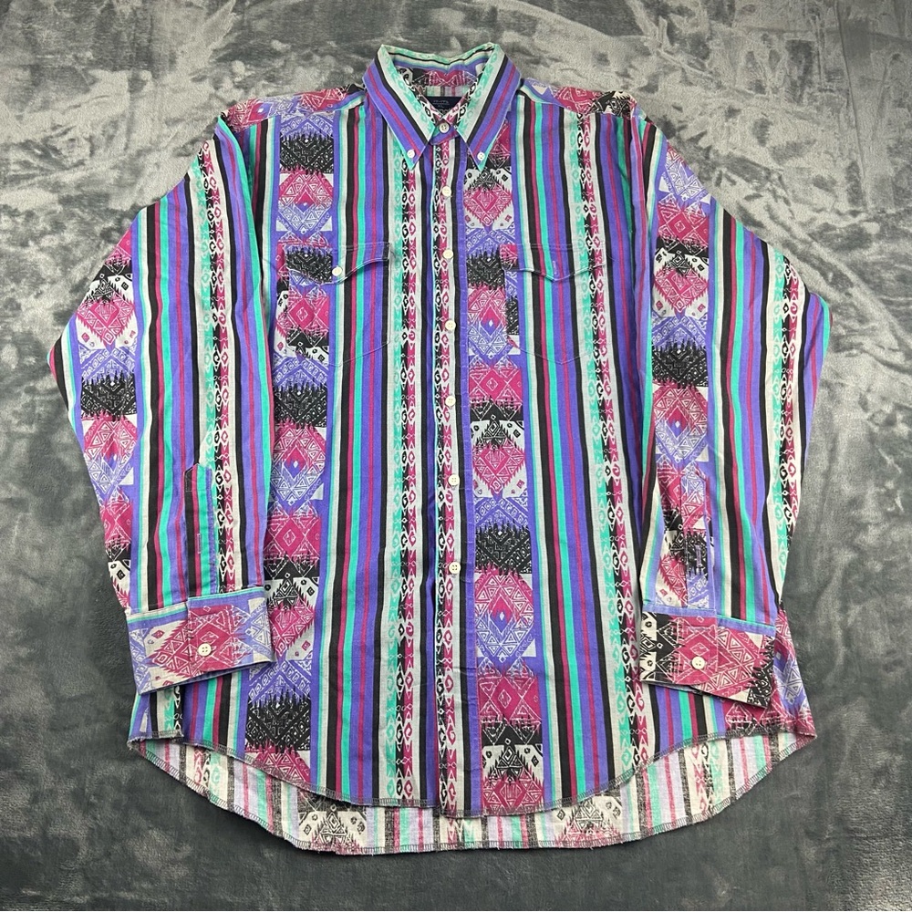 Wrangler Vibrant Striped Button Down Shirt